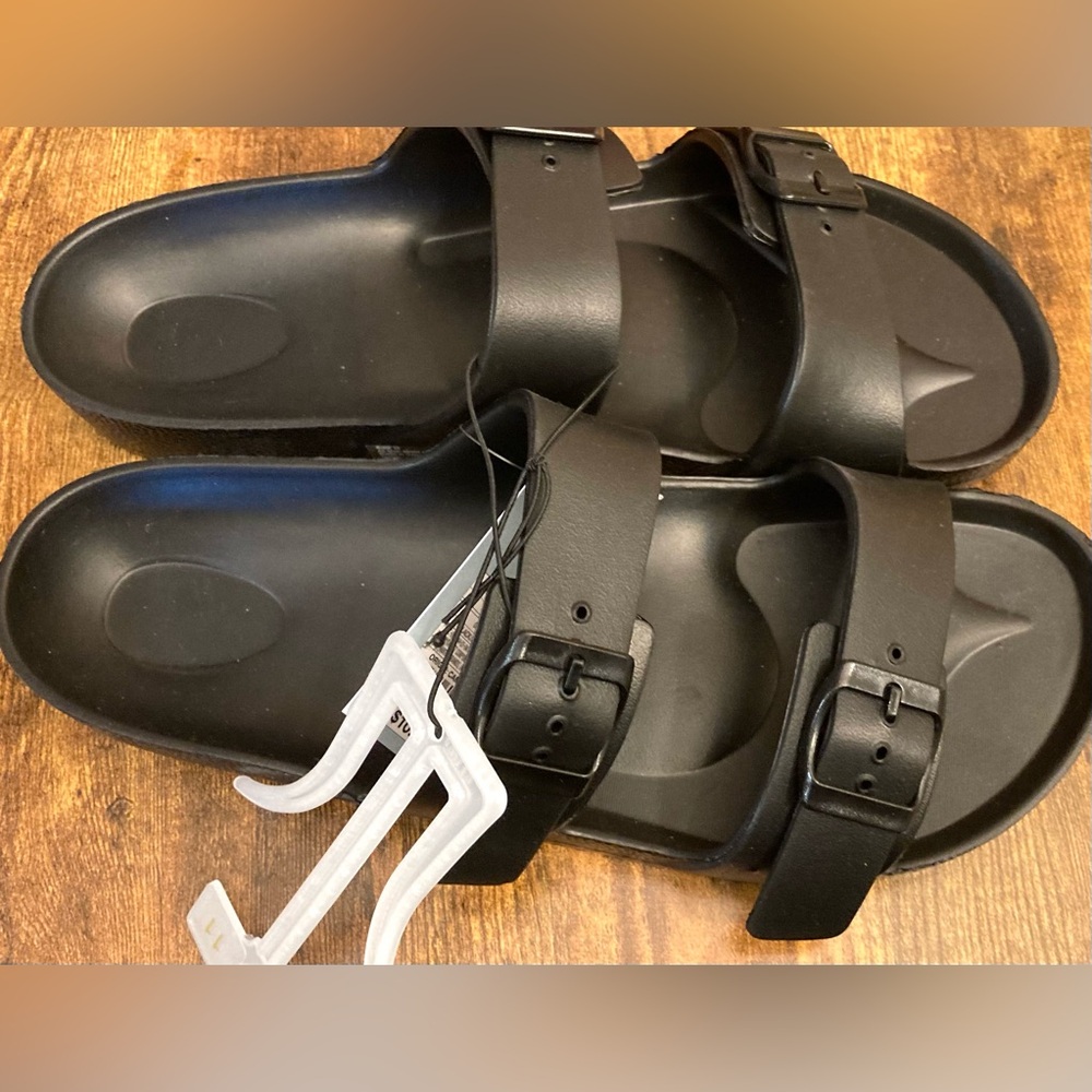 Women's Neida EVA Two Band Footbed Slide Sandals - Shade & Shore™ Black Size 11 - Picture 2 of 6
